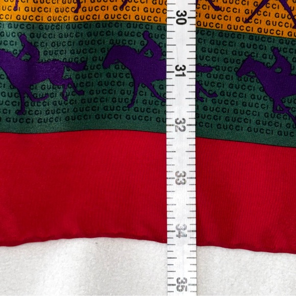 GUCCI Scarf Vintage Equestrian Print Horse & Rider Galloping STUNNING - Picture 8 of 12